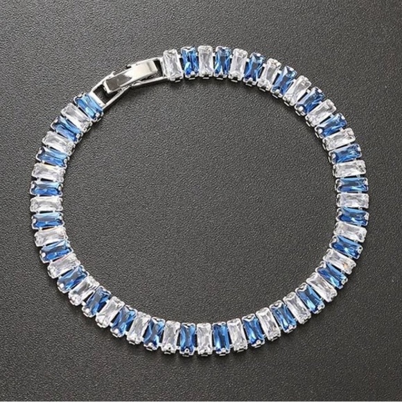 Fashion Jewelry Jewelry - 🔥 Clearance 🔥 Elegant Silver Tone and Blue Tennis Bracelet
